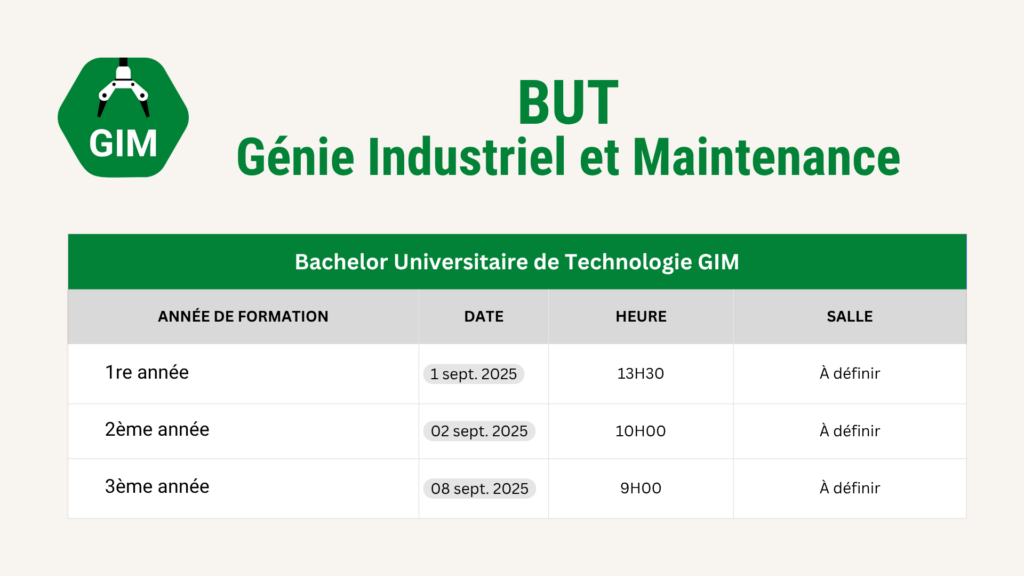 Dates de rentrée GIM